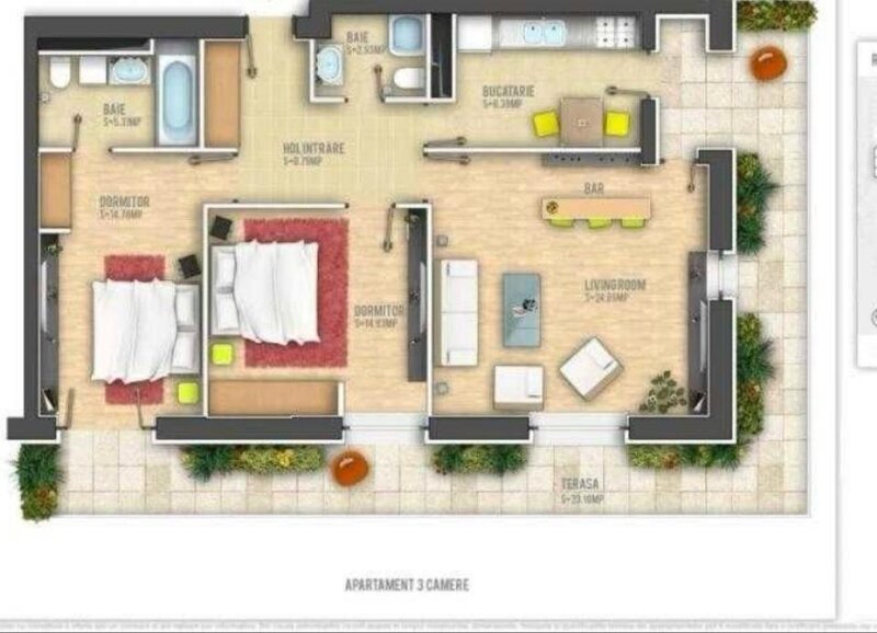 Asmita Gardens, Tineretului 3 camere 104 mp, Centrala, AC, Parcare Subteran
